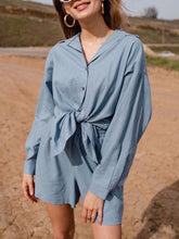 Load image into Gallery viewer, Solid Color Long Sleeve Shirt Suit