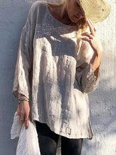 Load image into Gallery viewer, Light Khaki Casual 3/4 Sleeve Crew Neck Shirts & Tops