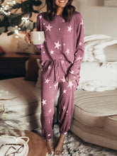 Load image into Gallery viewer, Casual Star Print Loose Long Sleeve Top Shorts Two-Piece Suit