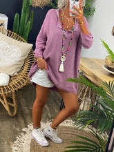 Load image into Gallery viewer, Comfortable Simple Casual Loose V-Neck Long Sleeve Top