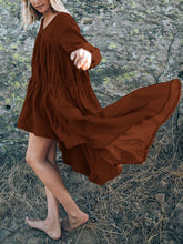 Load image into Gallery viewer, Solid Color Irregular V-Neck Dress