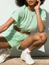 Load image into Gallery viewer, Casual Loose Solid Color Round Neck Waist Two-piece Suit