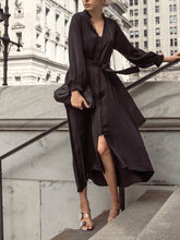 Load image into Gallery viewer, V-neck Solid Color Wide Loose Dress