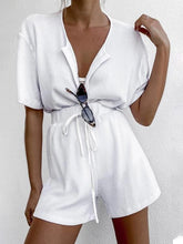 Load image into Gallery viewer, Fashionable Solid Color V-neck Casual Two-piece Suit