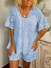 Load image into Gallery viewer, Romantic Lace V Neck Top Shorts Set