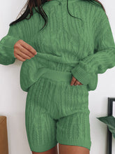 Load image into Gallery viewer, Long Sleeve Sweater Casual Shorts Knit Set