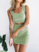 Load image into Gallery viewer, Sexy Solid Color Lace Short Sleeve Two-piece Suit