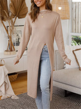 Load image into Gallery viewer, Round Neck Long Sleeve Split Shirt