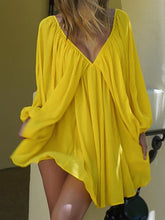 Load image into Gallery viewer, Sexy Deep V-neck Lantern Sleeve Backless Casual Dress