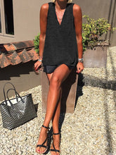 Load image into Gallery viewer, V-Neck Solid Color Sleeveless T-Shirt