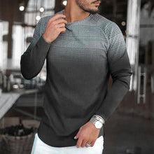 Load image into Gallery viewer, Men'S Casual Plaid Print Gradient Long-Sleeved T-Shirt