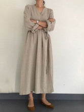 Load image into Gallery viewer, Solid Color Wild Fashion V-neck Long Sleeve Dress