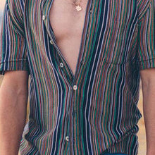 Load image into Gallery viewer, Men Retro Striped Printed Short Sleeves Shirt
