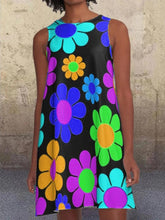 Load image into Gallery viewer, Round Neck Sleeveless Daisy Floral Printed Casual Dress