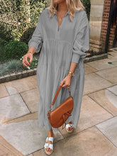 Load image into Gallery viewer, Casual Loose Paneled V Neck Solid Maxi Dress