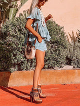 Load image into Gallery viewer, Solid Color V-Neck Short Sleeve Suit