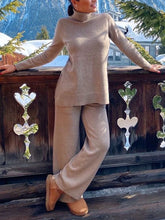 Load image into Gallery viewer, High Neck Slit Sweater Loose Trousers Set for Women