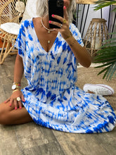 Load image into Gallery viewer, Retro Casual Loose V Neck Tie Dye Dress