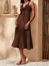 Load image into Gallery viewer, Elegant V-neck Neckline Knotted Slip Midi Dress