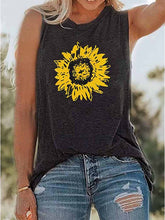 Load image into Gallery viewer, Casual Sunflower Graphic Print Sleeveless T-shirt
