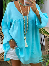 Load image into Gallery viewer, Simple Casual Loose V-Neck Mini Dress