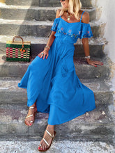 Load image into Gallery viewer, Off-The-Shoulder Printed Holiday Dress