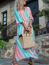 Load image into Gallery viewer, V-Neck Striped Bohemian Maxi Dress