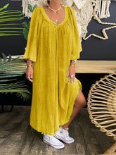Load image into Gallery viewer, Retro Casual Loose Plain V-Neck Maxi Dress