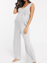 Load image into Gallery viewer, Casual Loose Short Sleeve V-neck Solid Color Pregnant Women's Jumpsuit