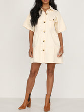 Load image into Gallery viewer, High Waist Button Workwear Casual Dress with Pockets