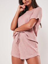 Load image into Gallery viewer, Casual Loose Short Sleeve Top Shorts Two Peice Suits