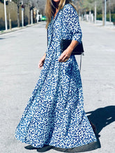 Load image into Gallery viewer, Retro Elegant V Neck Leopard Print Maxi Dress