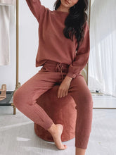 Load image into Gallery viewer, Fashion Casual Round Neck Solid Color Two-piece Suit