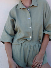 Load image into Gallery viewer, Pure Color Buttoned Shirt Casual Shorts Two-Piece Set