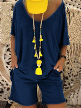 Load image into Gallery viewer, Two-piece Suit with Wings Printed on The Back of Casual Round Neck