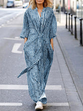 Load image into Gallery viewer, Fashion Casual Striped Print Long Sleeve Dress
