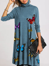 Load image into Gallery viewer, Casual Loose Comfortable High Neck Butterfly Dress