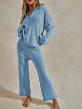 Load image into Gallery viewer, Simple Casual Loose V Neck Top Pants Knit Suit