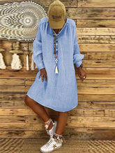 Load image into Gallery viewer, Fashionable Solid Color Puffy Sleeve Dress