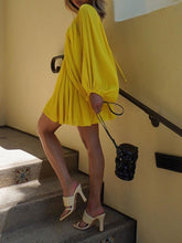 Load image into Gallery viewer, Sexy Deep V-neck Lantern Sleeve Backless Casual Dress