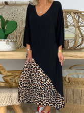 Load image into Gallery viewer, Retro Casual Loose Colorblock Leopard Maxi Dress