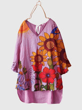 Load image into Gallery viewer, Flower Floral Short Sleeve Shirts & Tops