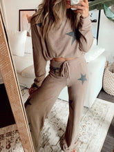 Load image into Gallery viewer, Casual Star Print Top and Drawstring Wide-leg Slacks Suit