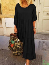 Load image into Gallery viewer, Bohemian Casual Solid Long Sleeve Maxi Dress
