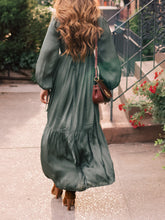 Load image into Gallery viewer, Elegant Lantern Sleeve Vintage Maxi Dress