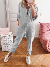 Load image into Gallery viewer, Casual Button Shirt Collar Jumpsuit