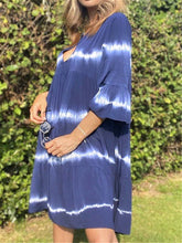 Load image into Gallery viewer, V-neck Ruffled Mid-long Sleeve Loose Casual Dress