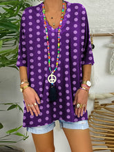 Load image into Gallery viewer, Casual V-Neck Polka Dot Print T-Shirt