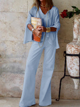Load image into Gallery viewer, Casual Loose V-Neck Top Pants Set
