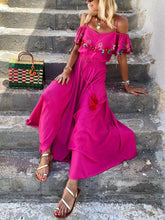 Load image into Gallery viewer, Off-The-Shoulder Printed Holiday Dress